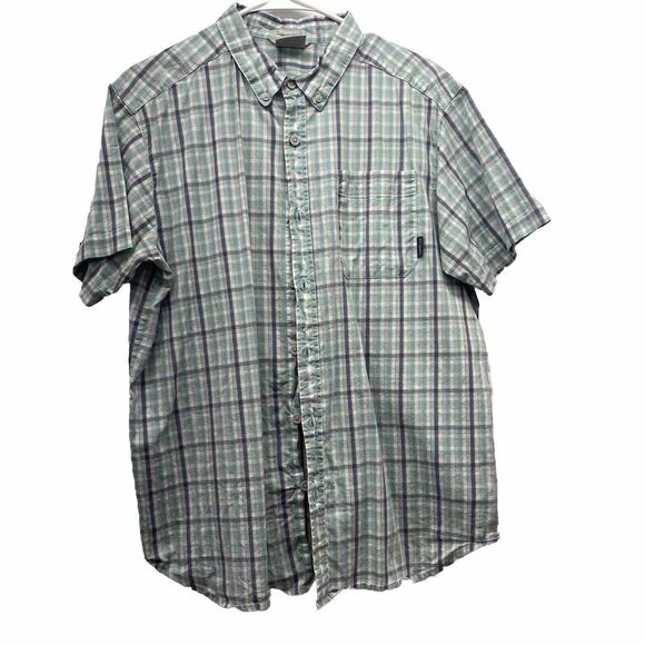 Columbia Mens Casual Dress Shirt Size Large Button Down Cotton Plaid Regular Fit - Picture 1 of 14